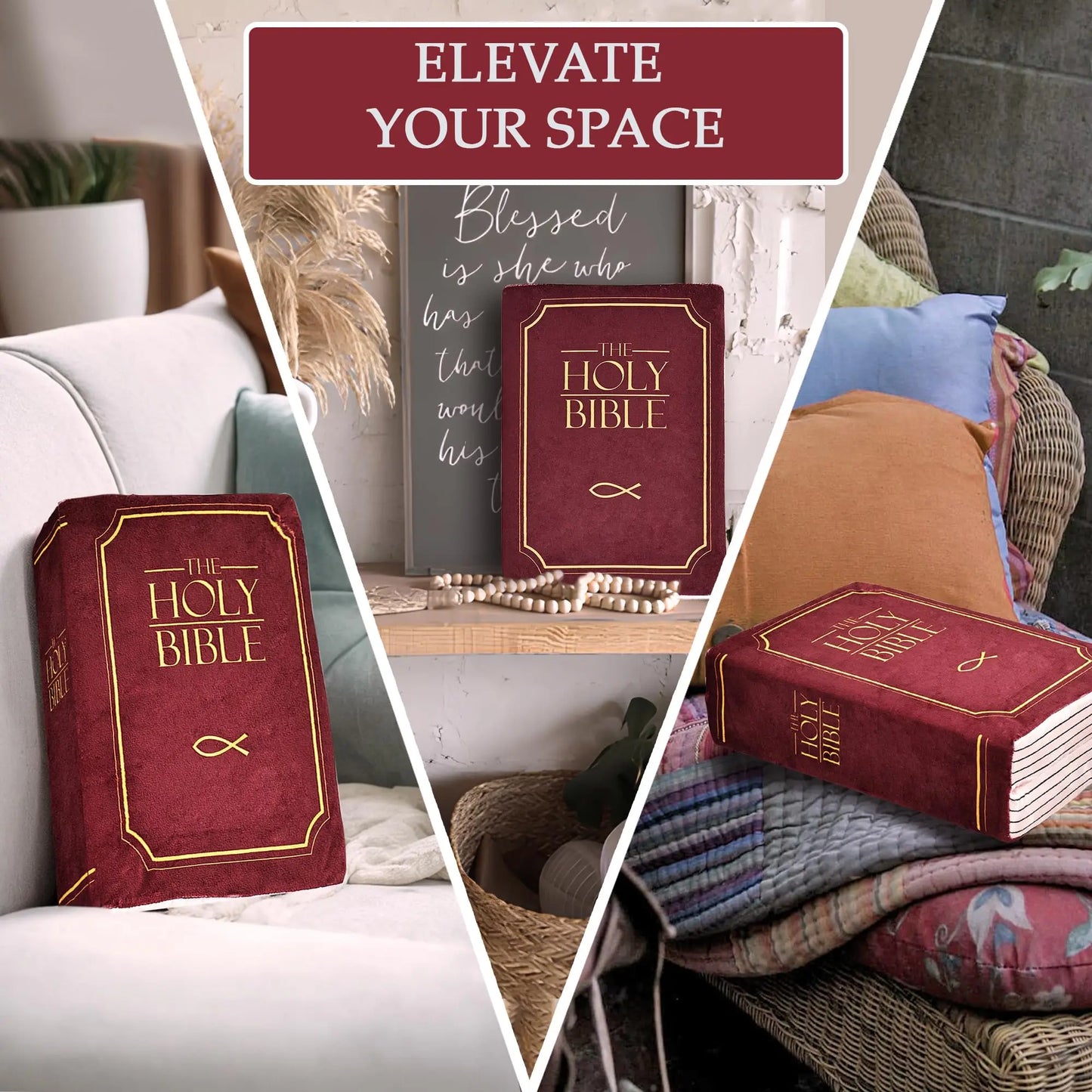 Holy Bible Pillow Book Plush Soft Pillow Gifts for Kids Children Christian