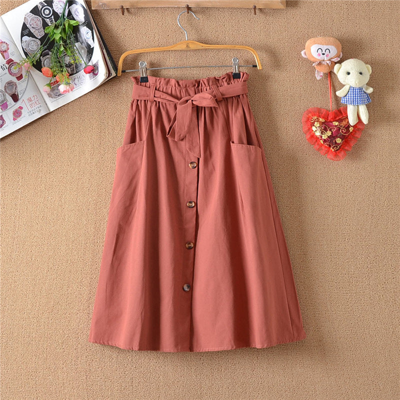 Lower Body Students Mid Length Long Length Summer Casual Versatile Skirt