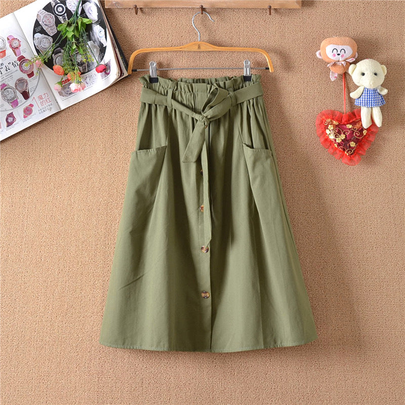 Lower Body Students Mid Length Long Length Summer Casual Versatile Skirt