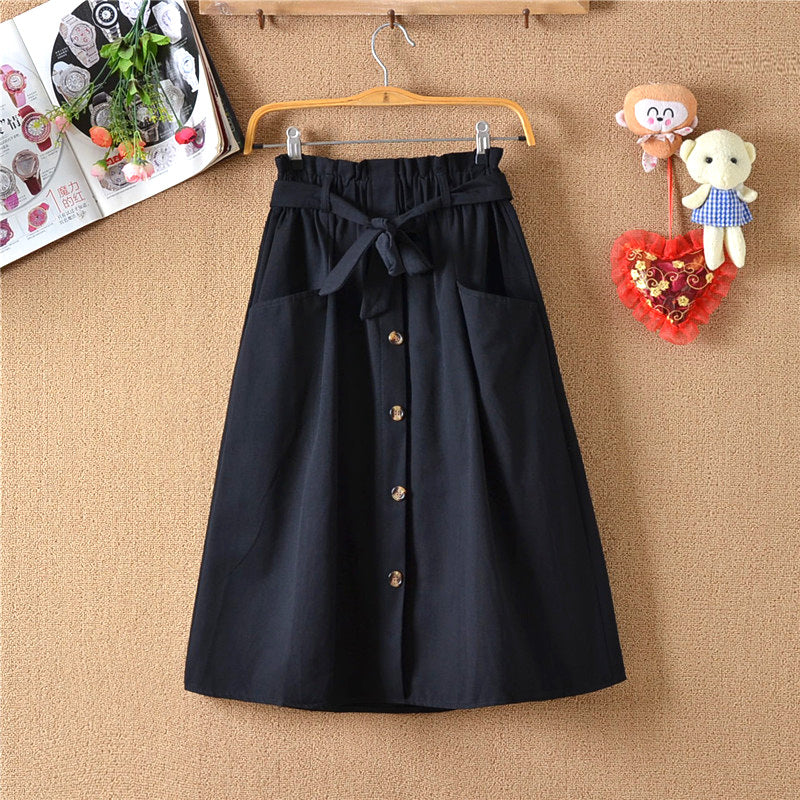 Lower Body Students Mid Length Long Length Summer Casual Versatile Skirt