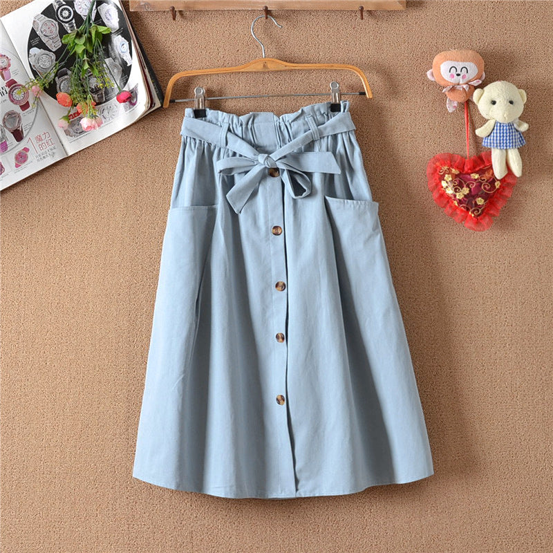 Lower Body Students Mid Length Long Length Summer Casual Versatile Skirt