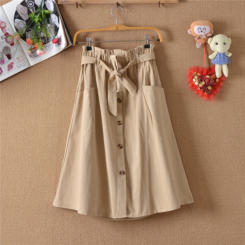 Lower Body Students Mid Length Long Length Summer Casual Versatile Skirt