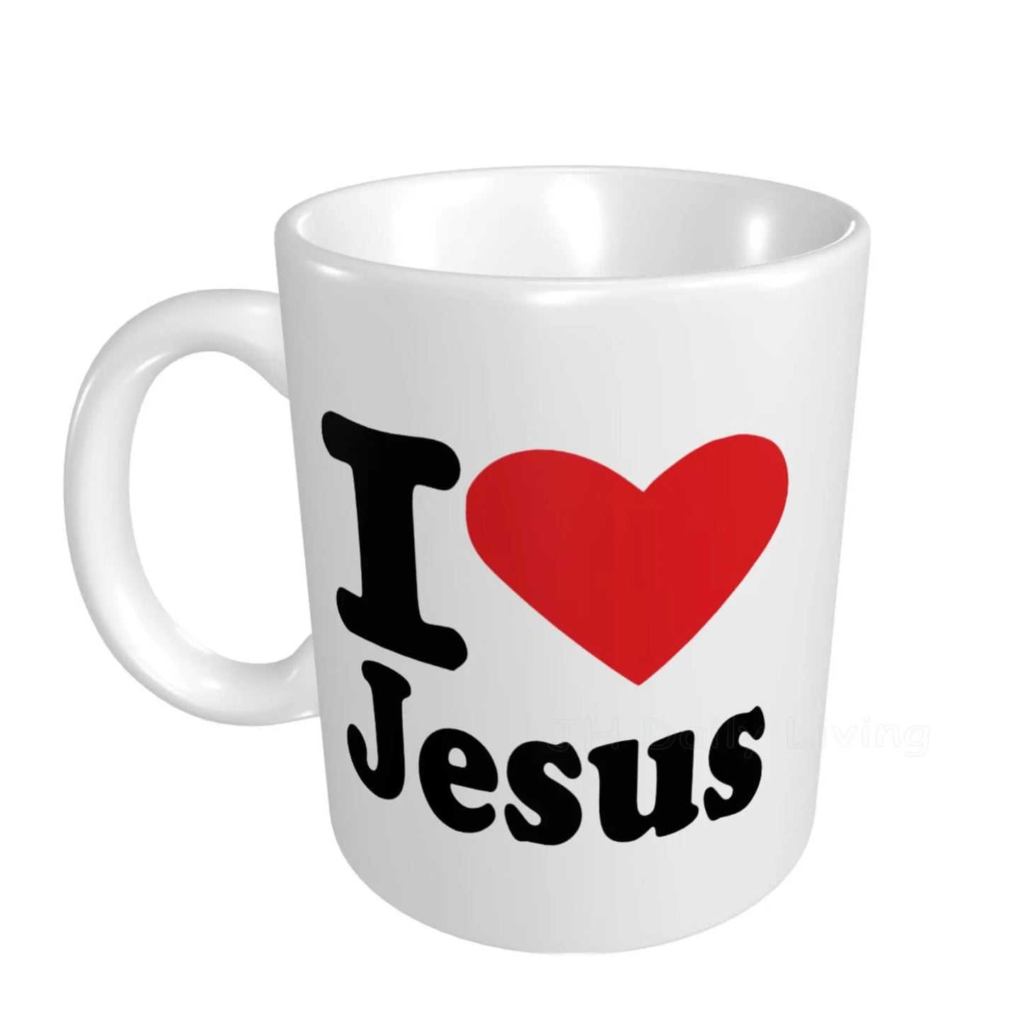 I Love Jesus Print Ceramic Mug Coffee Mugs Tea Cocoa Cup Personalized White Black Red Pink Water Mugs Unique Gifts for Friend