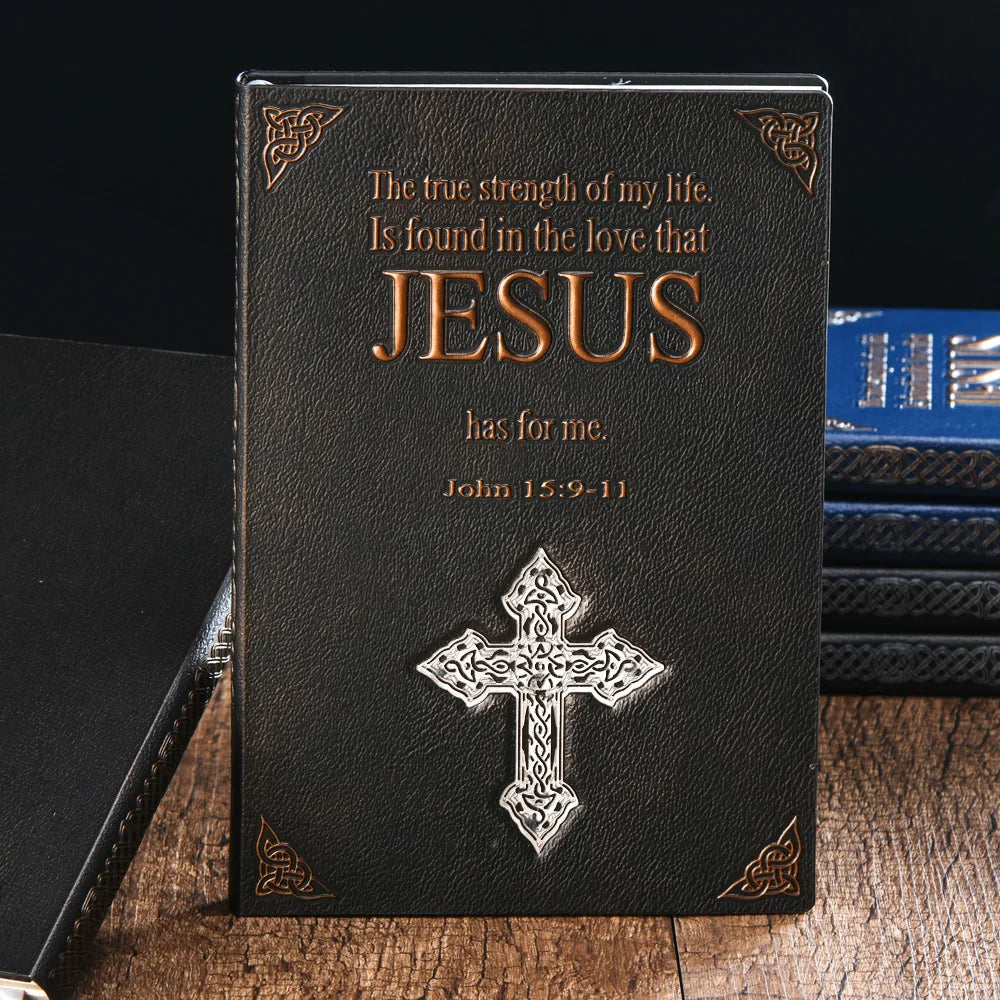 Jesus Diary A5 Vintage Notebook 3D Leather Embossed Cross Notepad Bible Note Book Travel Planner