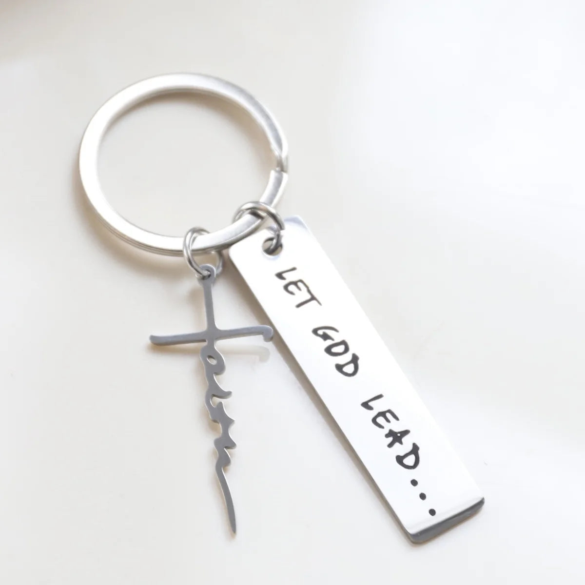 Stainless steel keychain, Christian religious