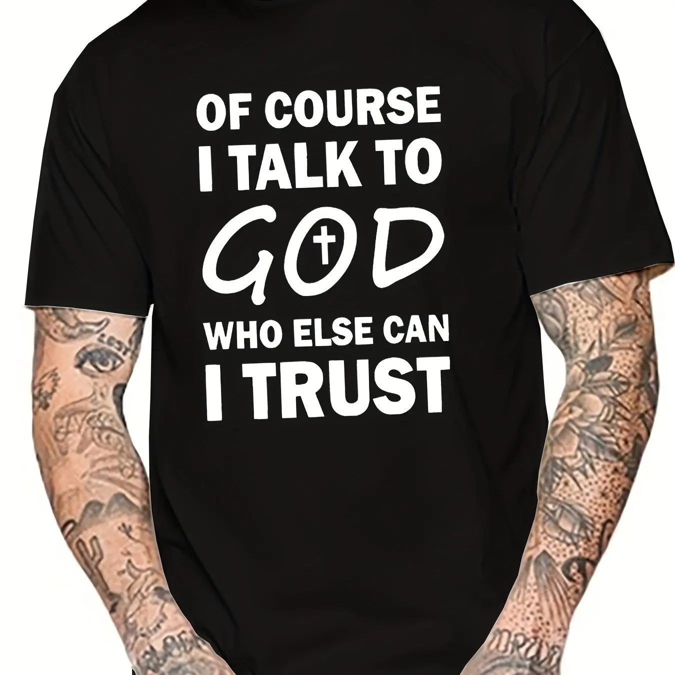 Talk To God Jesus T Shirt  Print Tees for Men100% Cotton Casual Short Sleeve  for Summer Spring Fall Oversized Tops As Gifts