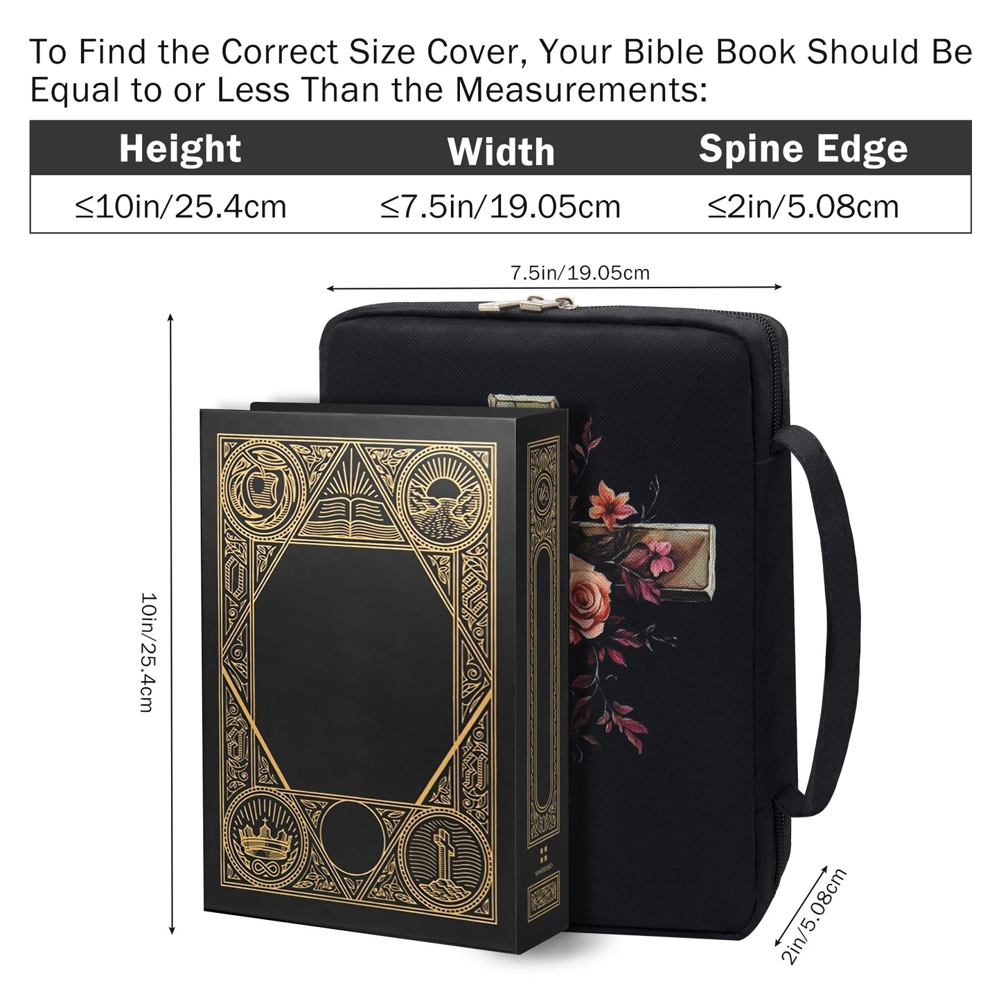 Bible Cover, Floral Bible Case With Handle & Pocket, Bible Book Case Carrying Organizer Bag With Bookmark, For Girls