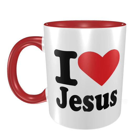 I Love Jesus Print Ceramic Mug Coffee Mugs Tea Cocoa Cup Personalized White Black Red Pink Water Mugs Unique Gifts for Friend