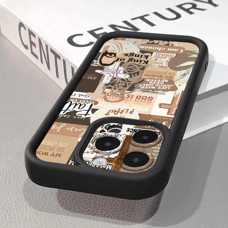 Jesus Cross Embroidery Pattern Phone Case For iPhone 16 Pro Max 15 14 13 12 11 XS X XR 16 Plus SE 2022 Shockproof Soft Cover