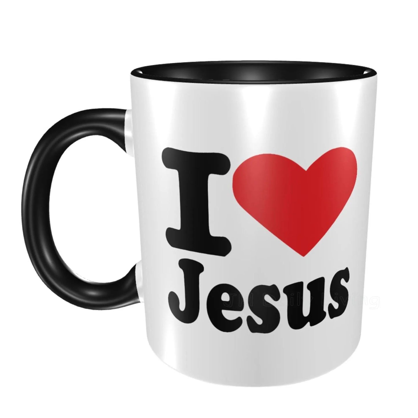 I Love Jesus Print Ceramic Mug Coffee Mugs Tea Cocoa Cup Personalized White Black Red Pink Water Mugs Unique Gifts for Friend