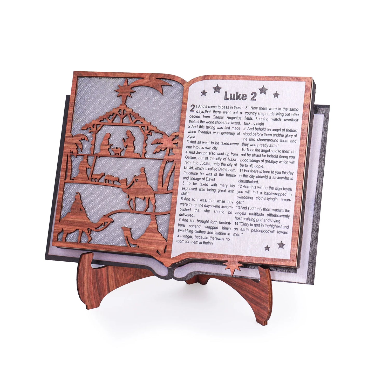 The Holy Bible Luminous Scripture Craft Bedroom Decoration Creative Nativity Home Table Decorations Wooden Christmas Decorations