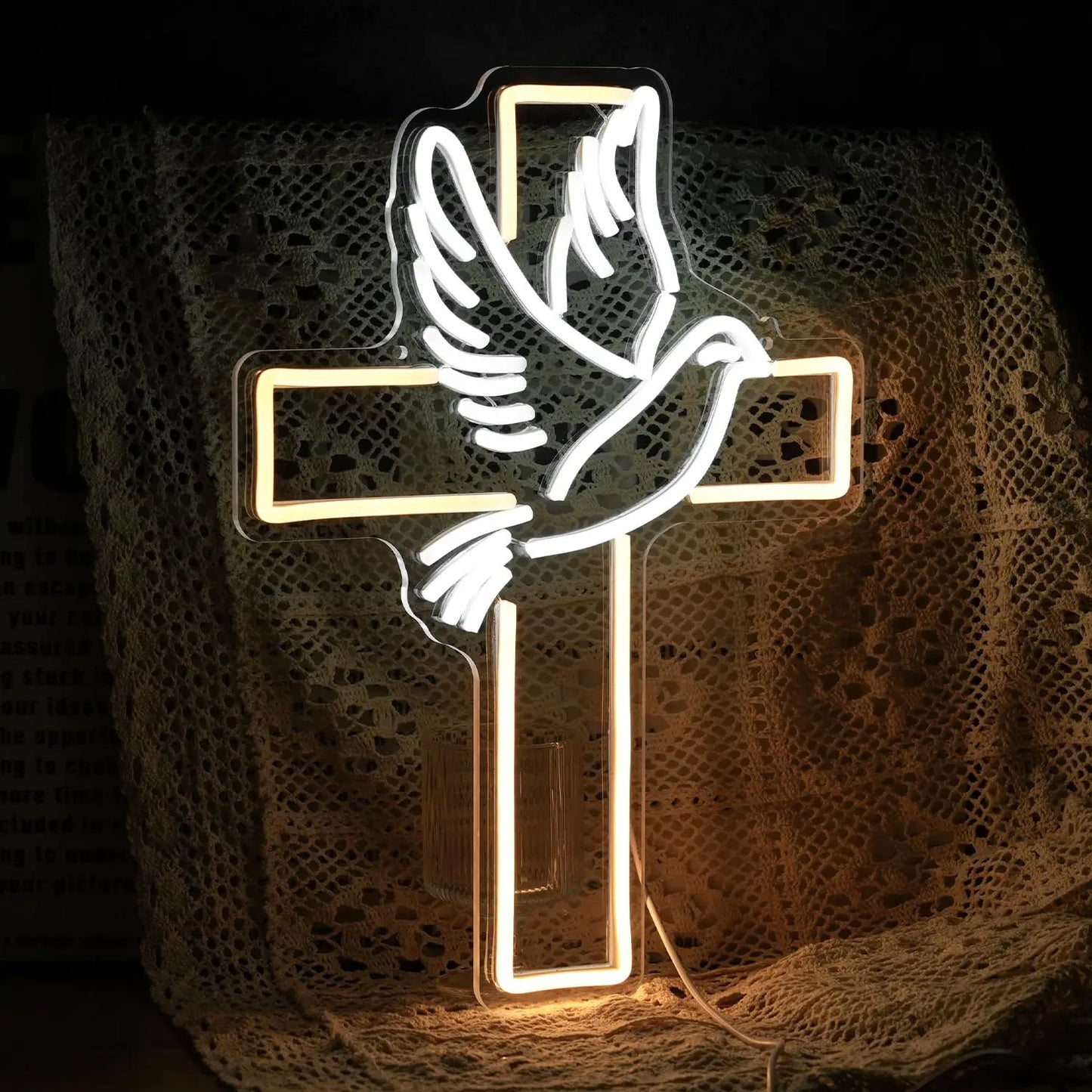 Jesus Cross Neon Sign Light, Led Neon Sign Bedroom Home Decor Neon Sign, Wall Decor