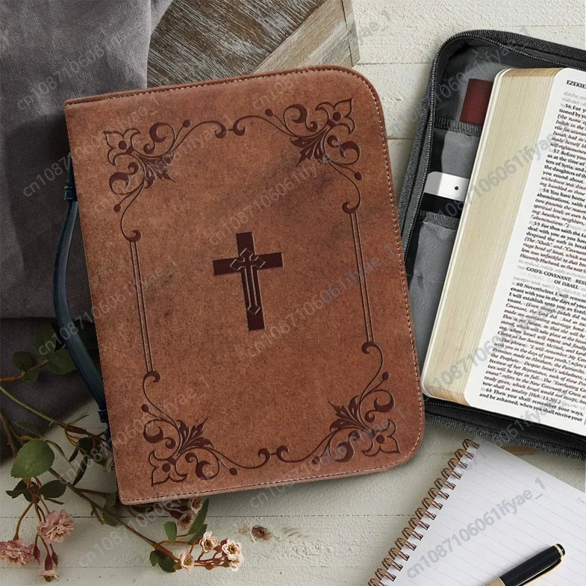 Classic Leather Print Bible Hymns Bible Cover Personalized Book Protective Case High Quality Custom Made Bible Bags