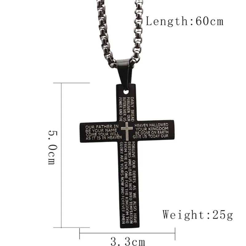 Stainless Steel Pendant Cross Chain Necklace for Men Religious Jewelry Accessories