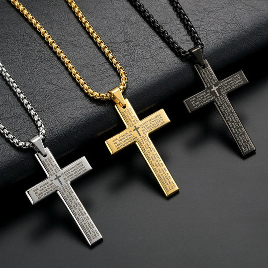 Stainless Steel Pendant Cross Chain Necklace for Men Religious Jewelry Accessories