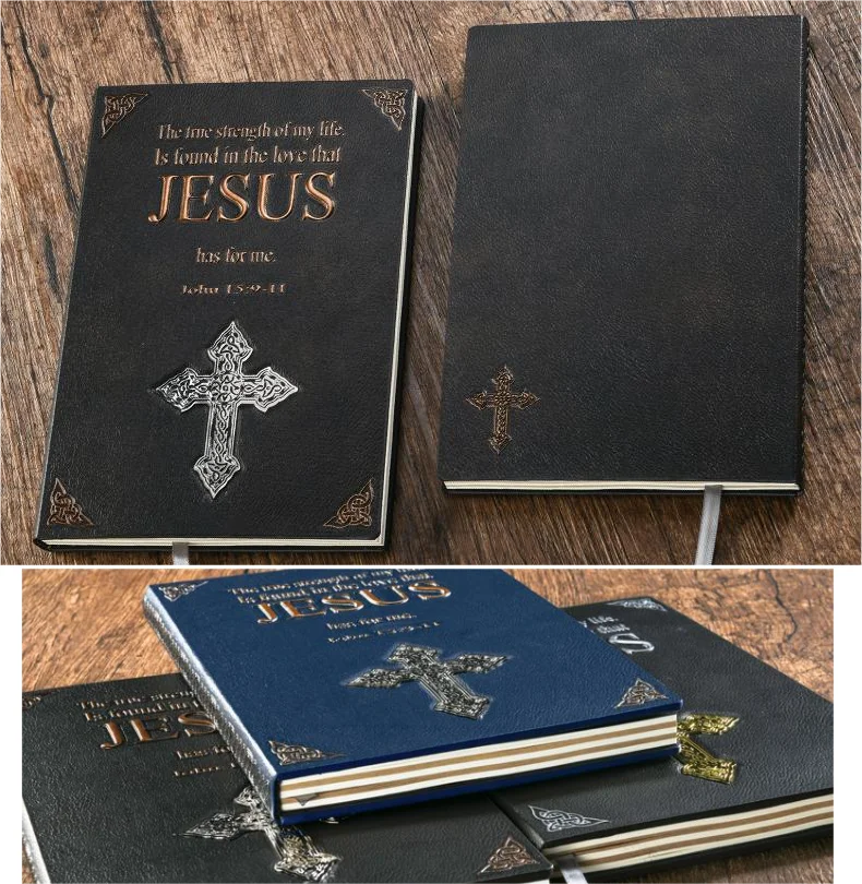 Jesus Diary A5 Vintage Notebook 3D Leather Embossed Cross Notepad Bible Note Book Travel Planner