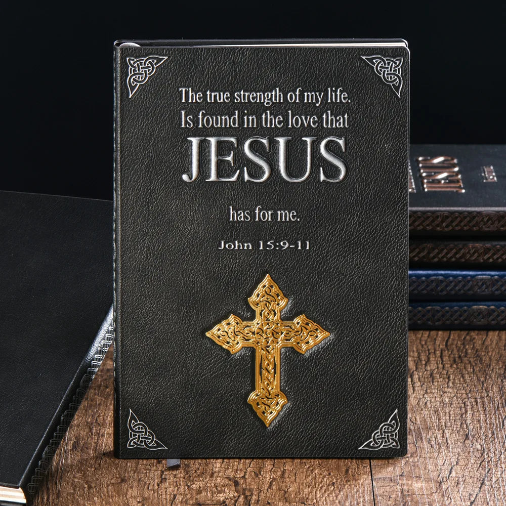 Jesus Diary A5 Vintage Notebook 3D Leather Embossed Cross Notepad Bible Note Book Travel Planner