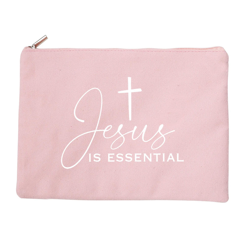 Women Canvas Cosmetic Bag Christian Purse Ladies Holiday Gifts Makeup Organizer Pencil Case