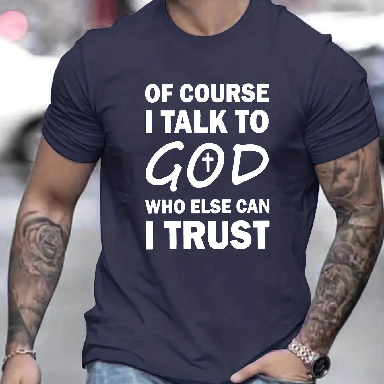 Talk To God Jesus T Shirt  Print Tees for Men100% Cotton Casual Short Sleeve  for Summer Spring Fall Oversized Tops As Gifts