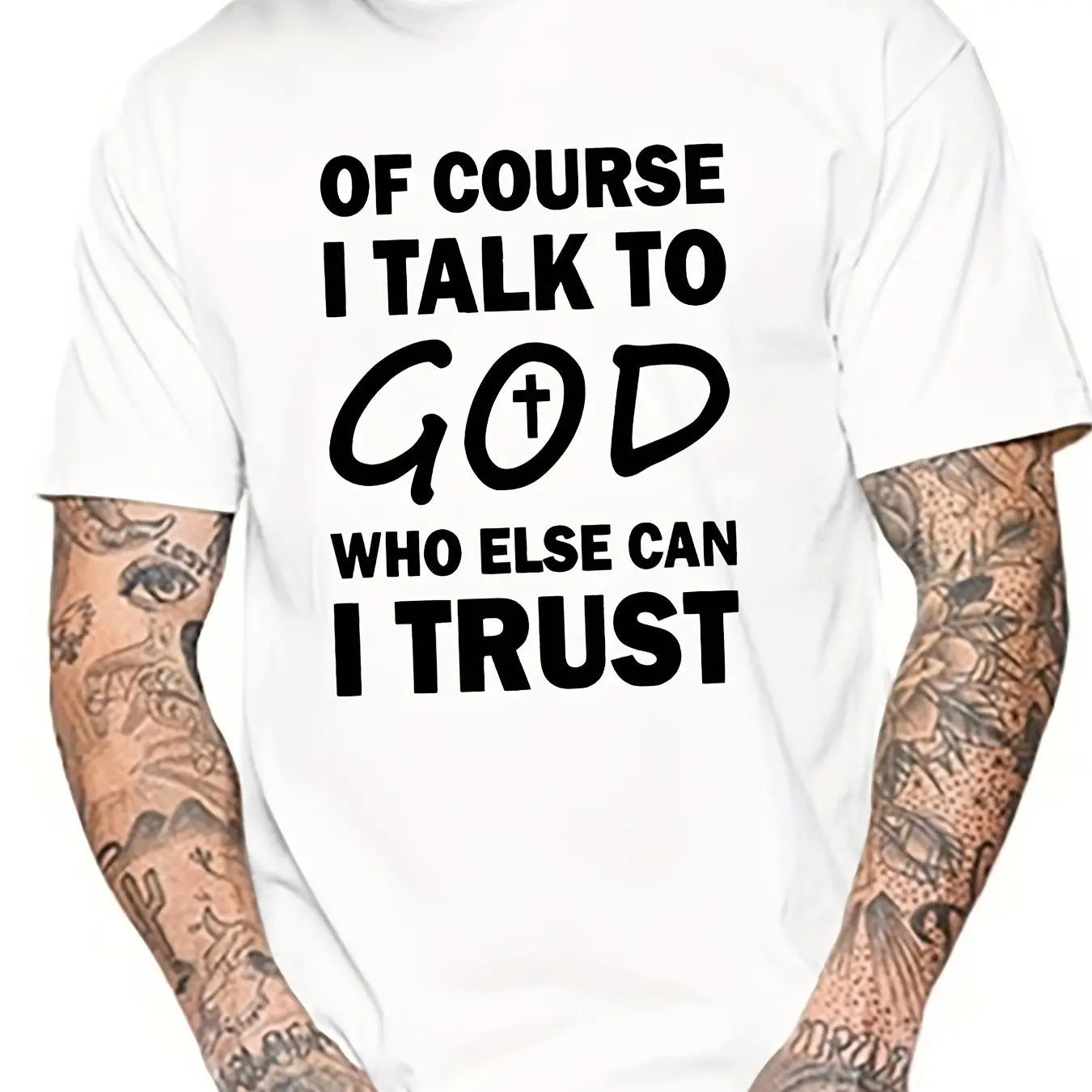 Talk To God Jesus T Shirt  Print Tees for Men100% Cotton Casual Short Sleeve  for Summer Spring Fall Oversized Tops As Gifts