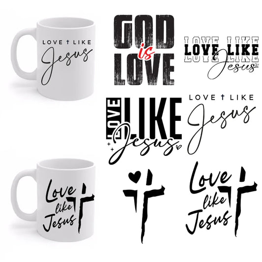 6Pcs 3D Transfer Sticker Wraps Cup Fashion Waterproof Durable DIY Decals Jesus God Computer