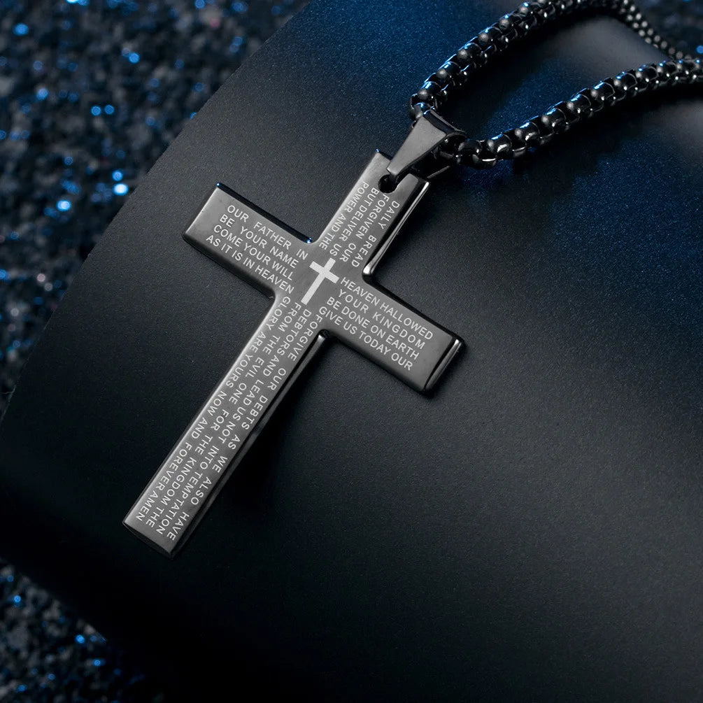 Stainless Steel Pendant Cross Chain Necklace for Men Religious Jewelry Accessories