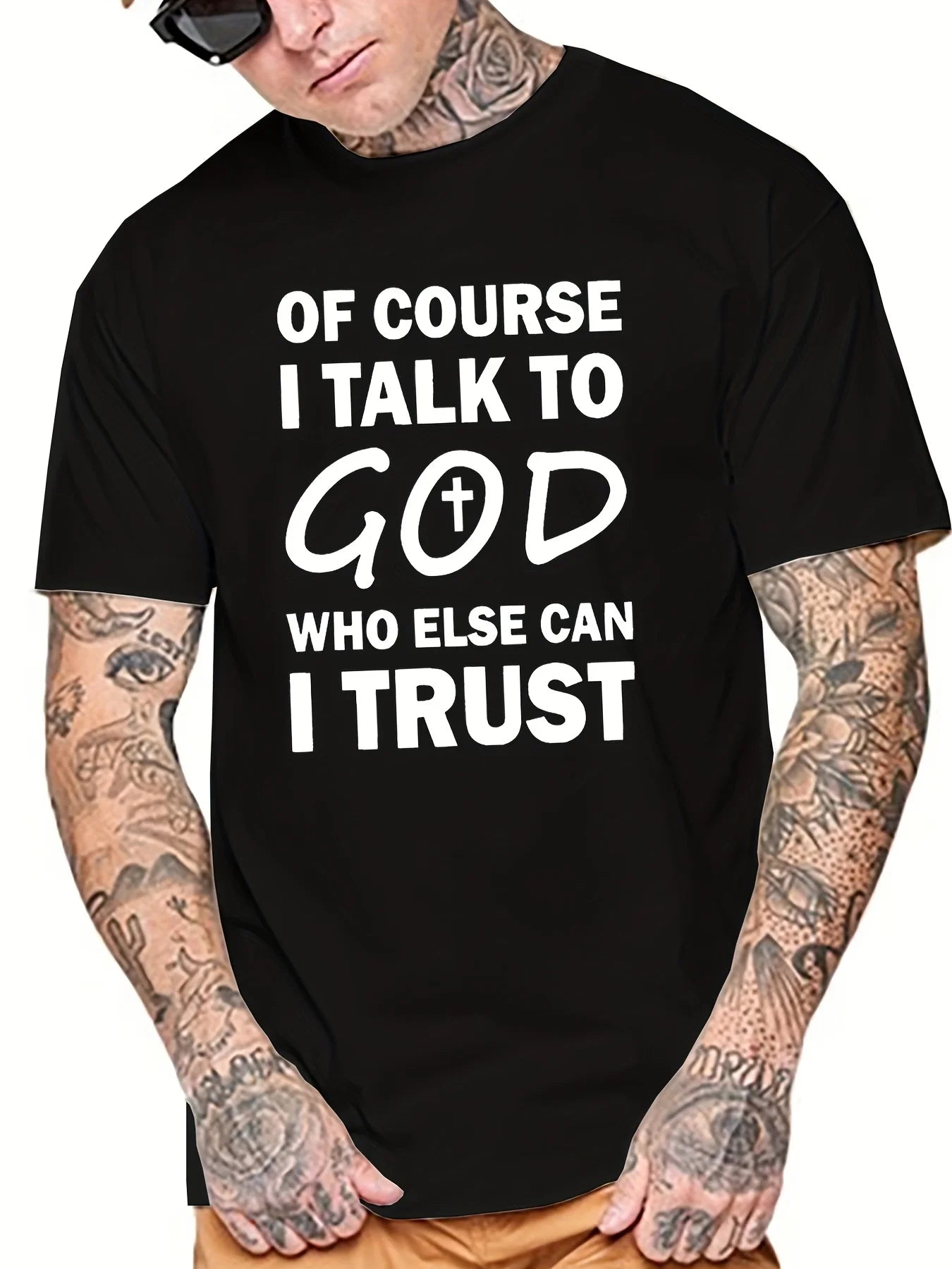 Talk To God Jesus T Shirt  Print Tees for Men100% Cotton Casual Short Sleeve  for Summer Spring Fall Oversized Tops As Gifts