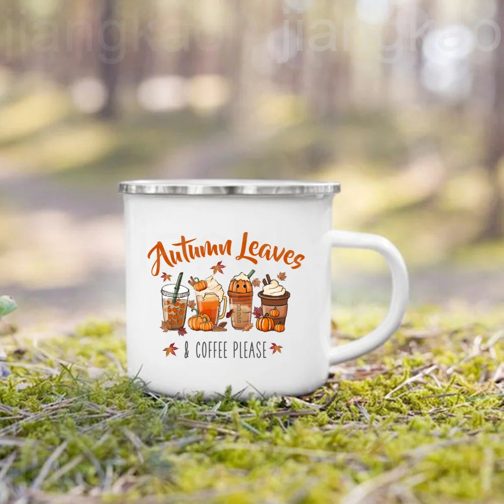 Pumpkin Spice Jesus Christ Print Enamel Mug Thanksgiving Camping Mug Gift for Family  Friends Autumn Home Decor Fall Coffee Cup