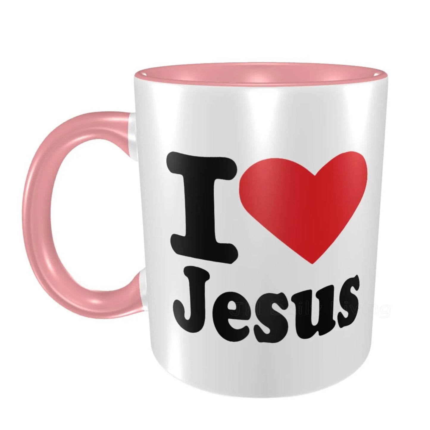 I Love Jesus Print Ceramic Mug Coffee Mugs Tea Cocoa Cup Personalized White Black Red Pink Water Mugs Unique Gifts for Friend